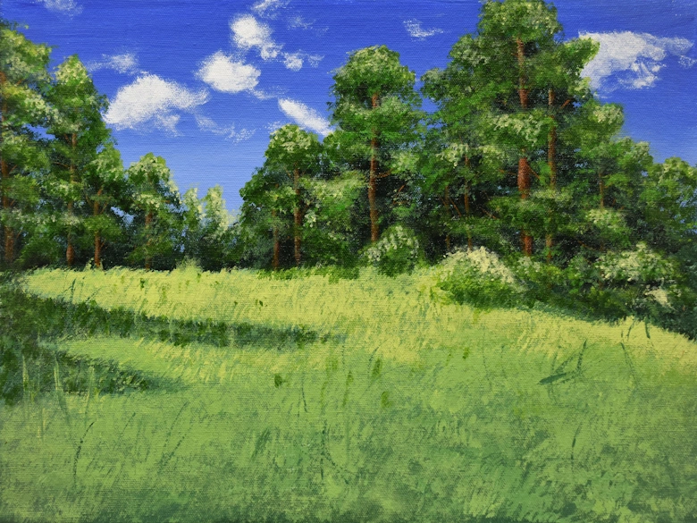 painting green forest in spring
