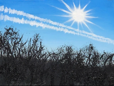 Painting tutorial How to paint plane trail sun trees