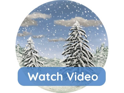 paint tutorial on round shaped canvas pine trees snow winter